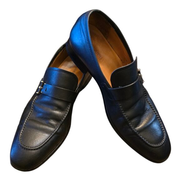 Men's MAGNANNI Black Leather Slip-on Bit Loafer sz 7 - Picture 4 of 11